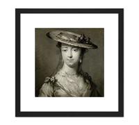 Van Der Mijn Head Of A Young Woman Painting 8X8 Inch Square Wooden Framed Wall Art Print Picture with Mount Artery8 Black One Size