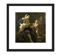 Van Der Werff Blowing Bubbles 8X8 Inch Square Wooden Framed Wall Art Print Picture with Mount Artery8 Black One Size