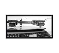 Van Duns Record Player Vinyl Needle Music Photo Framed Wall Art Print Long 25X12 Inch