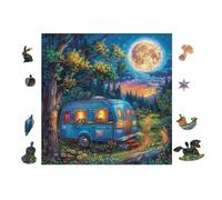 Van Forest Camping 100 Pieces Premium Jigsaw Puzzle Adult Jigsaws Educational Challenge Mental Exercise Wall Art Winter Cardboard 28x28cm