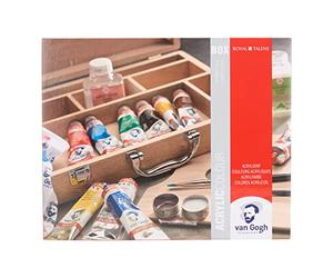 Van Gogh Acrylfarben Basis Malkasten - in crylfarben, Pinsel, Malmittel, Mischpalette, etc. im Holzkoffer
