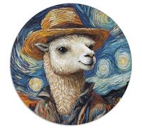 Van Gogh Alpaca 1000 Piece Jigsaw Puzzle Round Jigsaw Puzzles 1000 Pieces for Adults Erfect for Home Decor, Birthdays, Holidays, And Gifts (67.5x67.5cm)