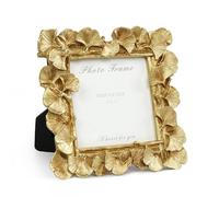 VAN GOGH ART 10.2 x 10.2 cm Vintage Gold Leaf Textured Photo Frame, Handmade Resin with Glass Front, Antique Photo Frame for Table Display, Retro Design for