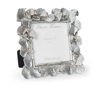 VAN GOGH ART 4x4 Silver Picture Frame, Vintage Silver Ornate Leaf Textured Hand-Crafted Resin with Glass Front Antique Photo Frame for Tabletop Display, Retro Design Home Decor