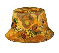 Van Gogh Art Bucket Hat Fashion Packable Fisherman Cap Summer Travel Bucket Beach Sun Hats for Women Men, Van Gogh Sunflowers 15, One size