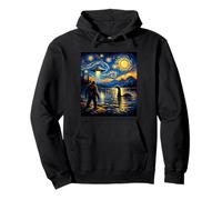 Van Gogh Art Starry Night Bigfoot UFO Lake Monster Encounter Pullover Hoodie