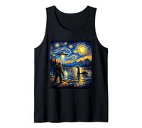 Van Gogh Art Starry Night Bigfoot UFO Lake Monster Encounter Tank Top