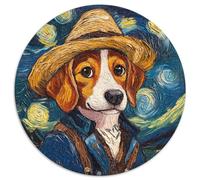Van Gogh Beagle Puzzles for 1000 Piece 1000-Piece Round Jigsaw Puzzle Ideal for Lover, Perfect Christmas, New Year, Valentine's Gift (67.5x67.5cm)