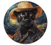 Van Gogh Black Leopard JigsawPuzzle 1000 Pieces for Adults 1000Pc Adults Round Jigsaw Puzzle Educational Toy for Teenagers, Home Office Decor (Size 67.5x67.5cm)