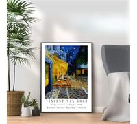 Van Gogh - Cafe Terrace at Night print, Famous classic paintings, Iconic painters art work, A4 / A3 Home Decoration Wall Art Deco, Frame options available (A3 Print Only)