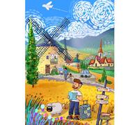 Van Gogh countryside tour Jigsaw Puzzles for Adults mini1000 Piece Jigsaws Puzzles for Adults,Jigsaw Puzzle 1000 Pieces for Adult Challenging Puzzle(38x26cm)