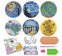Van Gogh Diamond Painting Coaster - Starry Night, Iris, Sunflower, Iris vase, Starry Night on The Rhone, Dream Tree.