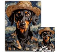 Van Gogh Doberman Jigsaws 1000 Pieces for Adults Impossible Jigsaw Puzzles for Adults Challenging DIY Brain Teaser, Perfect Family Game Or Decorative Gift 50x75CM/19.68x29.52inch
