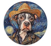 Van Gogh Dog Adult Jigsaw Puzzles 1000 Pieces Round Jigsaw Puzzle 1000 Pieces Skill Level Beginner, Great for Birthday (67.5x67.5cm)