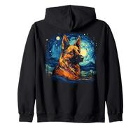 Van Gogh Dog German Shepherd Zip Hoodie