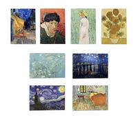 Van Gogh Famous Paintings Multipack Of 8 Greeting Cards Iconic Art 8 Assorted Cards Blank Inside Any Occasion Notecard A6 Size - 10x15 cm