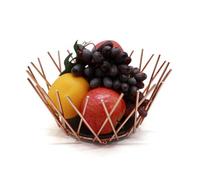 Van Gogh Fruit Bowl Decorative Storage Display Basket Copper Metal Wire Slate Base