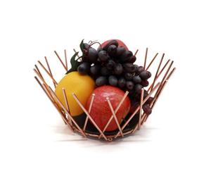 Van Gogh Fruit Bowl Decorative Storage Display Basket Copper Metal Wire Slate Base