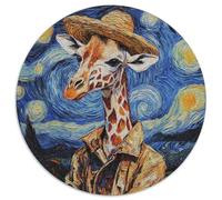 Van Gogh Giraffe Adult Jigsaw Puzzles 1000 Pieces 1000Pc Adults Round Jigsaw Puzzle Relax & Challenge, Colorful Home Decor Art, for Friends (Size 67.5x67.5cm)
