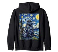 Van Gogh Gorilla Starry Night Style Artwork Zip Hoodie