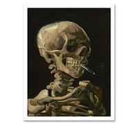 Van Gogh Head Skeleton Burning Cigarette Art Print Framed Poster Wall Decor 12x16 inch