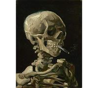 Van Gogh Head Skeleton Burning Cigarette Art Print Poster Wall Decor 12X16 Inch