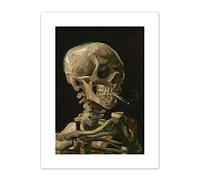 Van Gogh Head Skeleton Burning Cigarette Canvas Wall Art Print