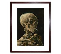 Van Gogh Head Skeleton Burning Cigarette Framed Wall Art Print