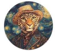 Van Gogh Leopard 1000 Piece Jigsaw Puzzles for Adults 1000-Piece Round Jigsaw Puzzle Brain Challenge Gift, Educational Activity for Teenagers (Size 67.5x67.5cm)