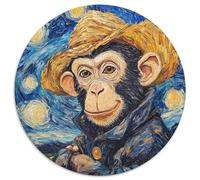 Van Gogh Monkey Jigsaw Puzzles for Adults, 1000 Piece 1000 Piece Round Jigsaw Birthday Gift Idea, Challenging Brain Teaser Game 67.5x67.5cm