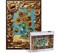 Van Gogh Mutant Sunflowers Jigsaw Puzzle 1000 Pieces - Funny Horror Art Puzzle for Adults & Family, Unique Golden Frame Design, Perfect Snap, 27.6 x 19.7 in, Hipazous