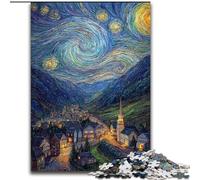 Van Gogh Night Sky 1000 Piece Jigsaw Puzzles, Learning Educational Toys Family Games with Matching Poster And Trivia Sheet (26x38cm)