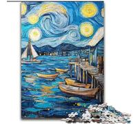 Van Gogh Night Sky Adult Jigsaws 1000 Pieces Difficult, Challenging Game And Family Play Artists Collection, Fine Art for Age 14 Years Up (26x38cm)