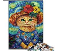 Van Gogh Night Sky Cat 1000 Pieces Jigsaw Puzzles For Teens And Adults, Stress Reliever Staycation Kill Time Parent-child Interaction (26x38cm)