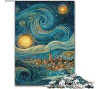 Van Gogh Night Sky Jigsaw Puzzles for Adults 1000, Staycation Kill Time Every Piece Is Unique - Challenging Family Fun Game (26x38cm)