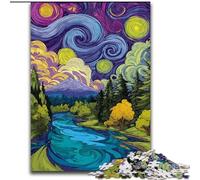 Van Gogh Night Sky Jigsaws Puzzles 1000 Pieces for Adults Gifts, Brain Intelligence Challenge Addictive Toys Birthday Gifts for Age 14+ (26x38cm)