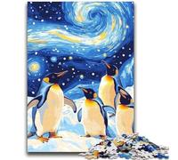 Van Gogh Night Sky Penguin Jigsaws Puzzles 2000 Pieces for Adults Gifts,Brain Intelligence Challenge Addictive Toys for Home Decoration (70X100cm)