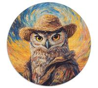 Van Gogh Owl Puzzles 1000 Pieces for Adults 1000 Pieces Round Puzzles for Adults Ideal for Lover, Perfect Christmas, New Year, Valentine's Gift (67.5x67.5cm)