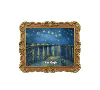 Van Gogh Painting Starry Night 3D Picture Frame Fridge Magnet Souvenir Gift,Resin Handmade New York Refrigerator Magnet Home & Kitchen Decoration Collection