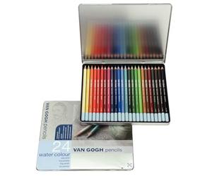 Van Gogh Pencils - Watercolour Pencil Set - 24 Colours - Water-Soluble - Lightfast Pigments - Easy Sharpen Cedar Wood - Ideal for Artists
