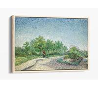 Van Gogh Picture Square Saint-Pierre Paris Canvas Floater Frame Print Picture Art - Light Oak Frame 36 inch wide x 24 inch high