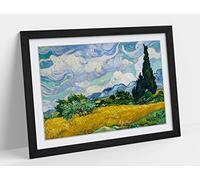 Van Gogh Picture Wheat Field With Cypresses Framed Wall Art Print Picture - A3 - Black Frame