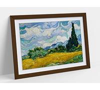 Van Gogh Picture Wheat Field With Cypresses Framed Wall Art Print Picture - A3 - Walnut Frame