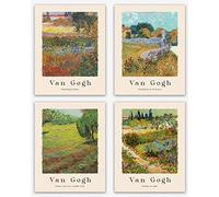 Van Gogh Poster Set of 4 Field and Garden Paintings Farmhouse in Provence Wall Decor/Farmhouse Decor Gifts Set - Vincent Van Gogh Vintage and Retro Bedroom Decor/Kitchen & Livingroom Decor (11x14)