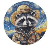 Van Gogh Raccoon Jigsaw Puzzles for Adults 1000 Piece Round Puzzle 1000 Pieces Jigsaw Perfect for Teenagers & Home Decor (67.5x67.5cm)
