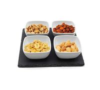 Van Gogh Rustic Slate White Ceramic Nibbles Snack Tapas Dipping Bowls Set
