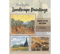 Van Gogh’s landscape paintings | cross stitch pattern: Vincent Van Gogh’s Olive Trees with Yellow Sky and Sun, Wheat Field with Cypresses, country farm scene/ 3 counted embroidery color charts