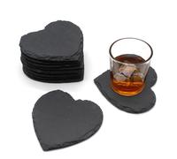 Van Gogh Slate Coasters Heart Personalized Craft 11cm 8pc Set - Grey - Slate - Rustic