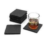 Van Gogh Slate Coasters Square Personalized Craft 10cm 8pc Set - Grey - Slate - Rustic