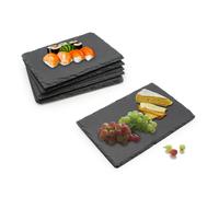 Van Gogh Slate Dining Food Serving Platter Cheese Board Tray 22x16cm 6pc Set - Slate - Grey